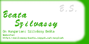 beata szilvassy business card